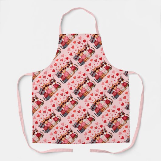 Schattigee Valentijn Katten in Hart Zonnebril Schort (Voorkant)