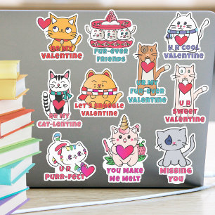 Schattigee Valentijn Katten Kittens Cartoons Set v Sticker
