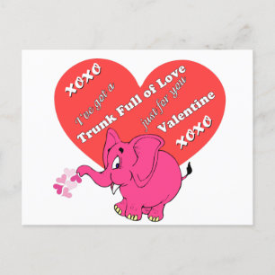 Schattigee valentijn met roze olifant briefkaart