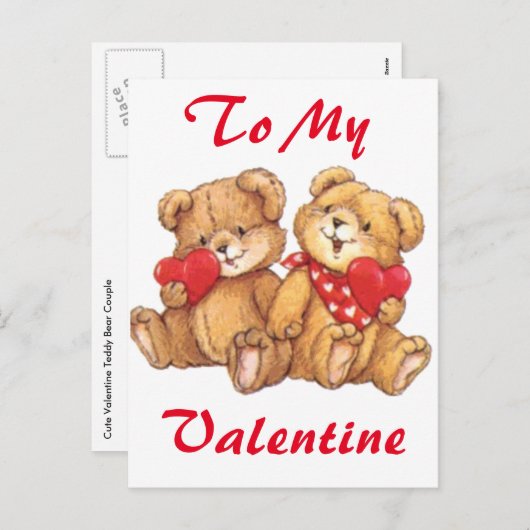 Schattigee Valentijn Teddy Bear Paar 2 Feestdagenkaart (Voorkant / Achterkant)
