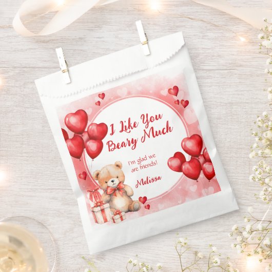 Schattigee Valentijn Teddy met Red Hearts Classroo Bedankzakje (Geknipt)