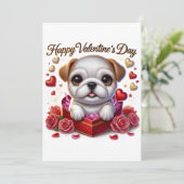 Schattigee Valentijnen Dag Bulldog Flat Invitation Kaart (Staand voorkant)