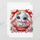 Schattigee Valentijnsdag Bunny Flat Holiday Kaart (Voorkant / Achterkant)