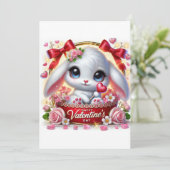 Schattigee Valentijnsdag Bunny Flat Holiday Kaart (Staand voorkant)