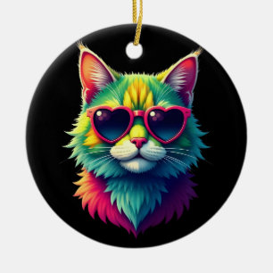Schattigee Valentijnsdag Cat Heart Zonnebril Cat L Keramisch Ornament