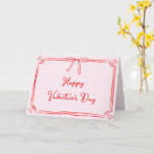 Schattigee Valentijnsdag Coquette Bow Roze & Rood Kaart (Gele Bloem)