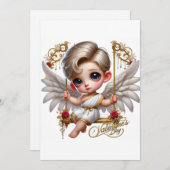 Schattigee Valentijnsdag Cupid Flat Holiday Kaart (Voorkant / Achterkant)