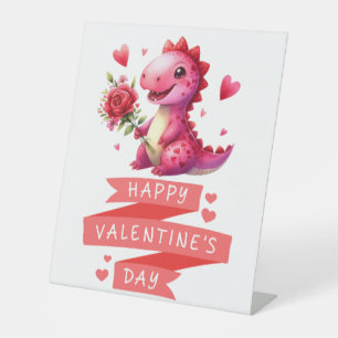Schattigee Valentijnsdag dinosaurus Reclamebord Met Voetstuk