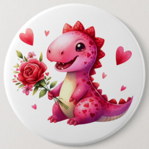 Schattigee Valentijnsdag dinosaurus Ronde Button 6,0 Cm