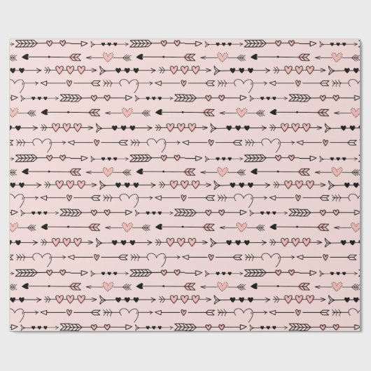 Schattigee Valentijnsdag harten en pijlen Cadeaupapier (Vlak)