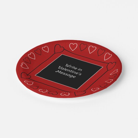 Schattigee Valentijnsdag Hearts Voeg bericht toe a Papieren Bordje (Gekanteld)