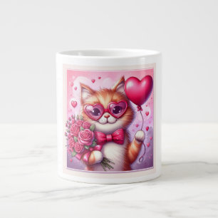 Schattigee Valentijnsdag kat/kitten Extra Grote Beker