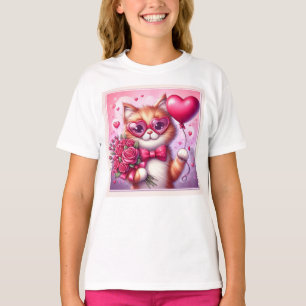 Schattigee Valentijnsdag kat/kitten T-shirt