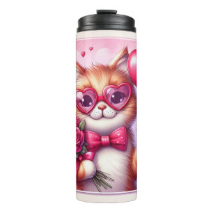 Schattigee Valentijnsdag kat/kitten Thermosbeker
