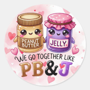 Schattigee Valentijnsdag PB & J Blad van Ronde Sticker