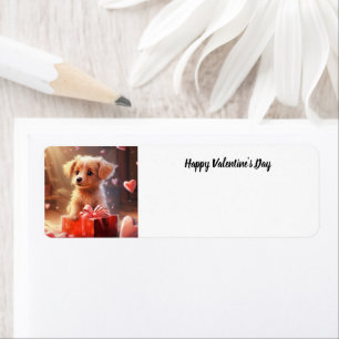 Schattigee Valentijnsdag puppy adreslabel Etiket