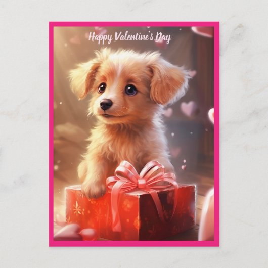 Schattigee Valentijnsdag puppy briefkaart (Voorkant)