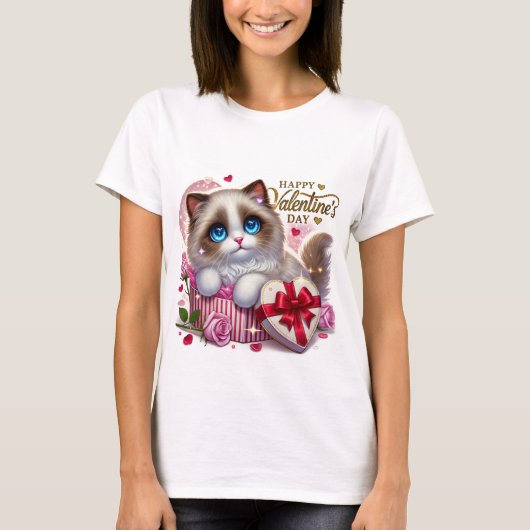 Schattigee Valentijnsdag Ragdoll Cat T-shirt (Voorkant)
