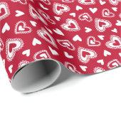 Schattigee Valentijnsdag rode harten Cadeaupapier (Rol Hoek)