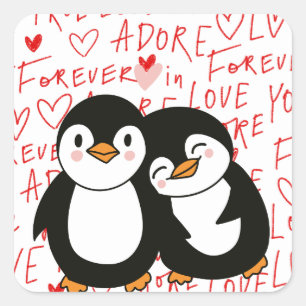 Schattigee Valentijnse pinguïn Stickers