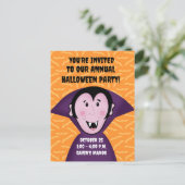 Schattigee Vampier Dracula Halloween Party Invite Briefkaart (Staand voorkant)