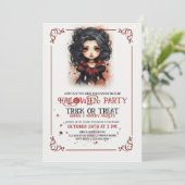 Schattigee vampier Gothic meisje Halloween Kaart (Staand voorkant)