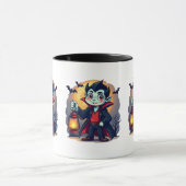 Schattigee Vampier met Lantaarn Kawaii Halloween Mok (Midden)