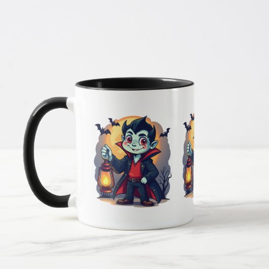 Schattigee Vampier met Lantaarn Kawaii Halloween Mok (Links)