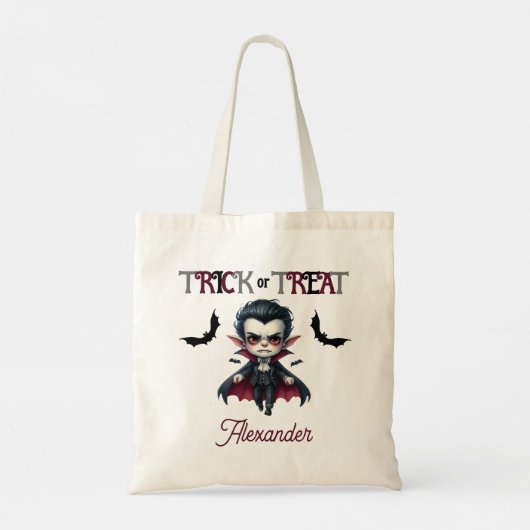 Schattigee Vampire Kind Trick or treat Halloween Tote Bag (Achterkant)