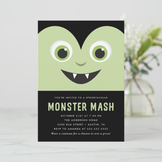 Schattigee Vampire Monster Mash Halloween Party Kaart (Staand voorkant)