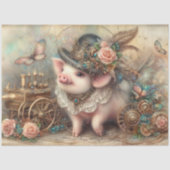 Schattigee Varken Waterverf Victoriaans Steampunk  Tissuepapier (Voorkant)
