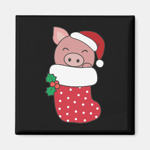 Schattigee varkens in kerstkousen voor kerstvarken magneet