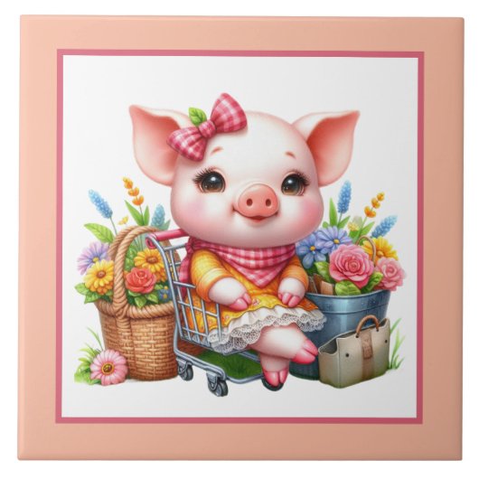 Schattigee varkensliefhebbers Land Tegeltje (Voorkant)