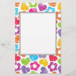 Schattigee veelkleurige bloemen en harten girly pa briefpapier