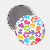 Schattigee veelkleurige bloemen en harten girly pa magneet (Voorkant / Achterkant)