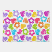 Schattigee veelkleurige bloemen en harten girly pa theedoek (Horizontaal)