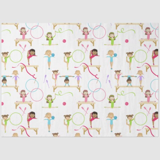 Schattigee veelkleurige gymnastiek Kinder Patroon Tissuepapier (Voorkant)