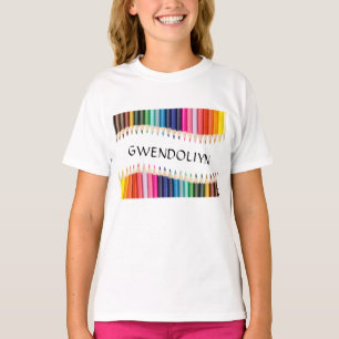 Schattigee veelkleurige markers gepersonaliseerd t-shirt