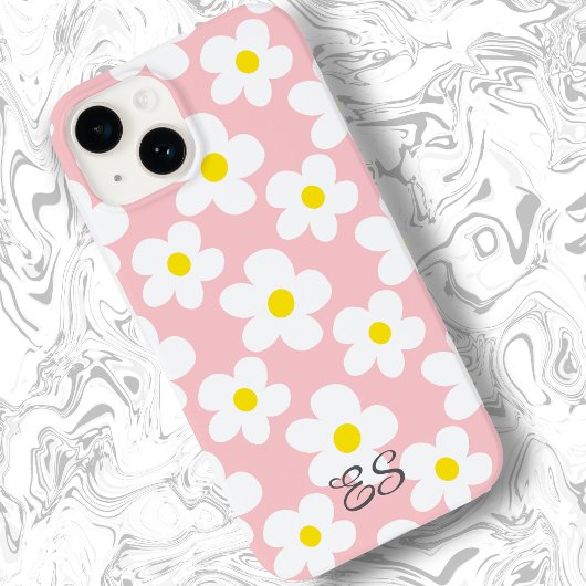 Schattigee veelkleurige retro madeliefjes girly fl Case-Mate iPhone case