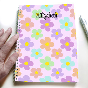 Schattigee veelkleurige retro madeliefjes girly jo notitieboek