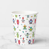 Schattigee veelkleurige Robots Kinder Robot Verjaa Papieren Bekers (Achterkant)