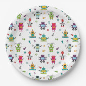 Schattigee veelkleurige Robots Kinder Robot Verjaa Papieren Bordje (Voorkant)