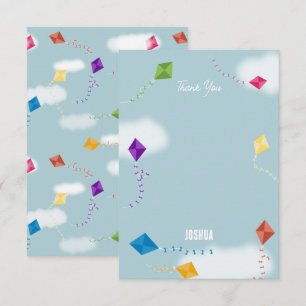 Schattigee veelkleurige vliegers Kinder Patroon Bedankkaart