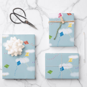 Schattigee veelkleurige vliegers Kinder Patroon Inpakpapier Vel