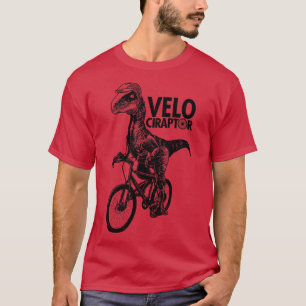 Schattigee Velociraptor Dinosaurus Riding Bicycle T-shirt