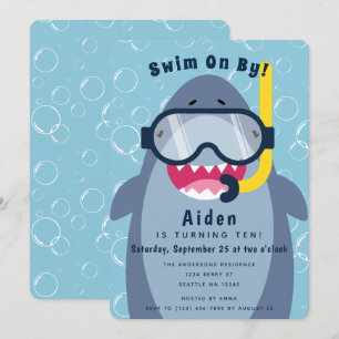Schattigee verjaardag van Shark Pool Party Kaart
