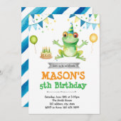 Schattigee verjaardagsuitnodiging voor kikkers kaart (Voorkant / Achterkant)