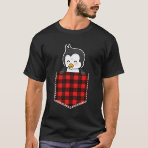 Schattigee verlegen pinguïn in rood en zwart zakje t-shirt