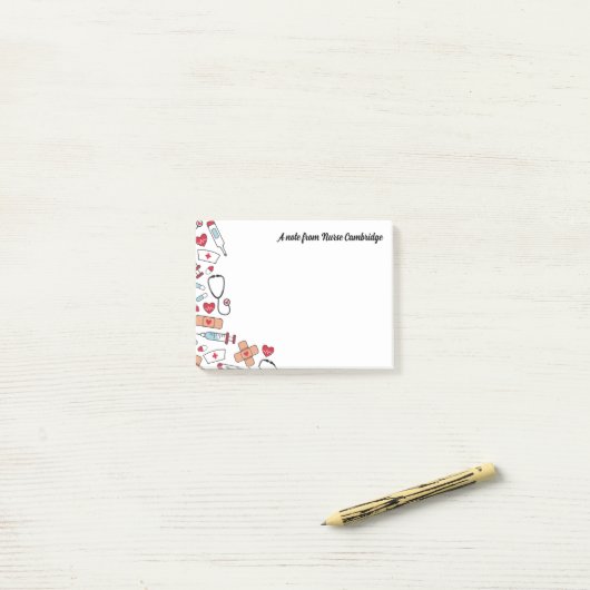 Schattigee verpleegkundige items - een notitie van post-it® notes (Op bureau)