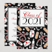 Schattigee Verpleegschool RN Zwart Afstuderen Uitn Kaart (Voorkant / Achterkant)